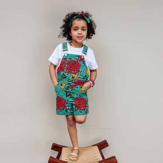 Dungaree - Green Flower